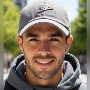 Nike  H86 Metal Swoosh Hat Cap Gray Heathered Jersey Tech Fleece Adjustable